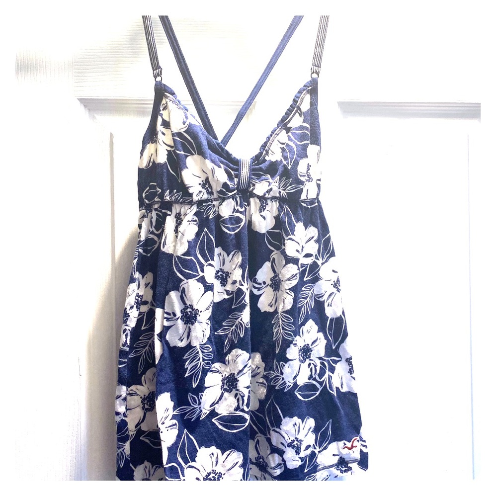Hollister Dark Blue Summer Cris Cross Tank Top